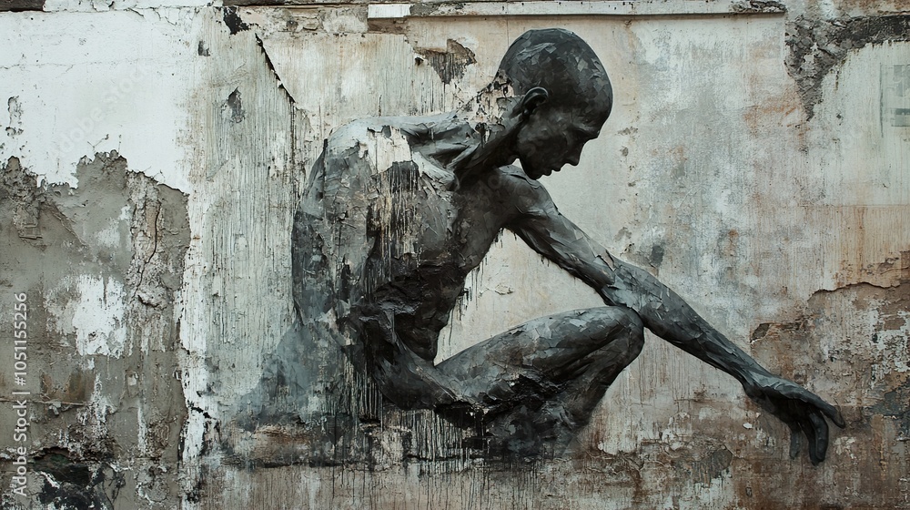 Street Art Sculpture of a Man Sitting on a Wall Street Art Sculpture of a Man Sitting on a Wall