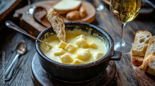 Wallpaper Mural Rustic Cheese Fondue with Breadsticks in Natural Light Torontodigital.ca