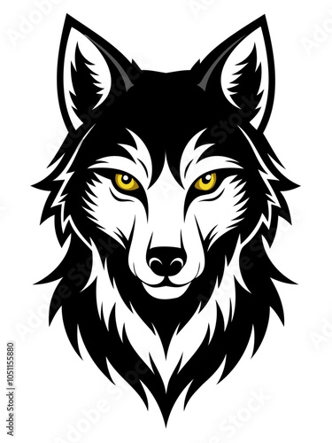 Wolf Head black silhouette vector illustration for vintage logo design Transparent background