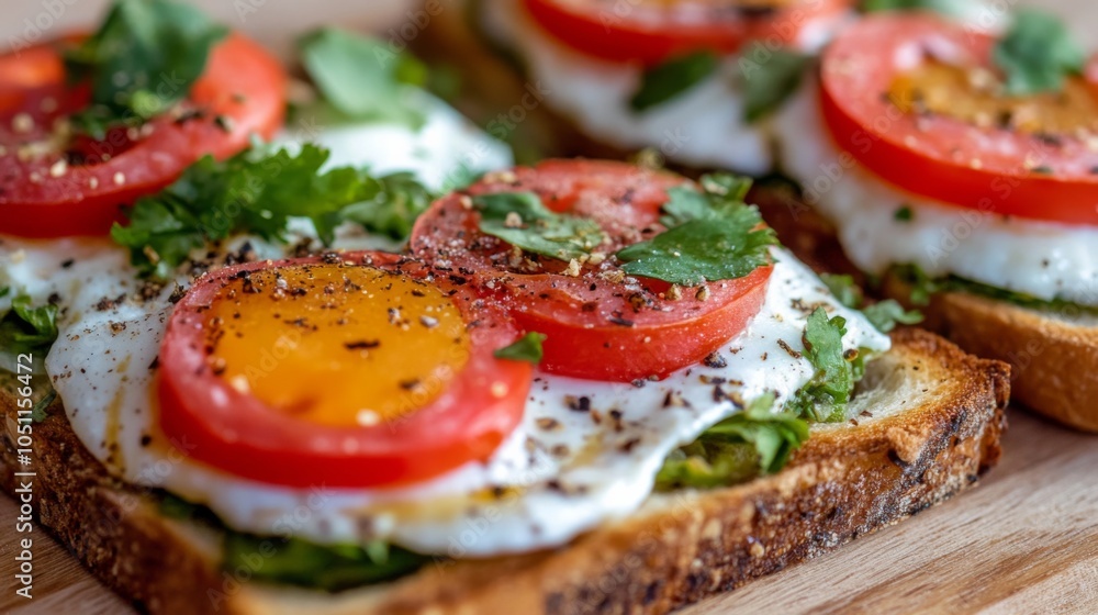 Colorful Breakfast with Fresh Ingredients and Rustic Style Colorful Breakfast with Fresh Ingredients and Rustic Style