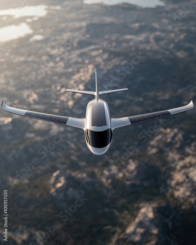 Overhead View of Hyperrealistic Solar-Powered Aircraft photo