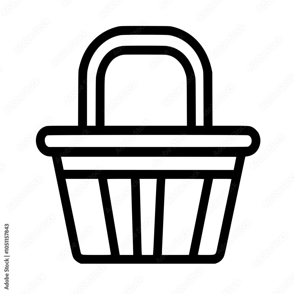Basket icon with handle, perfect for representing shopping and online retail