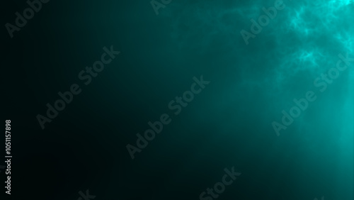 Blue top right clouds and light rays abstract background, horizontal composition