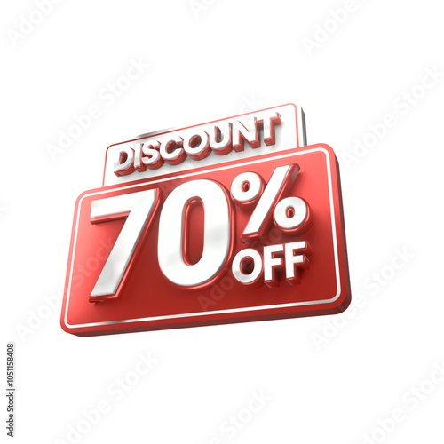 3d sales red and white discount price tag for composition 70 percent, amazing for product promotion