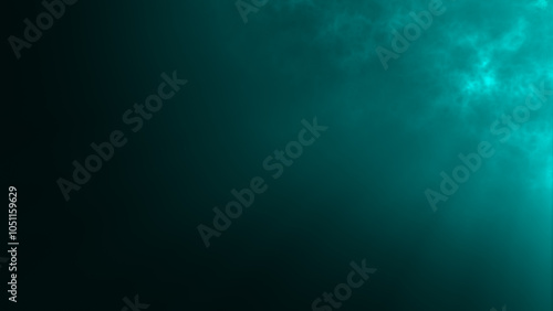 Blue top right clouds and light rays abstract background, horizontal composition