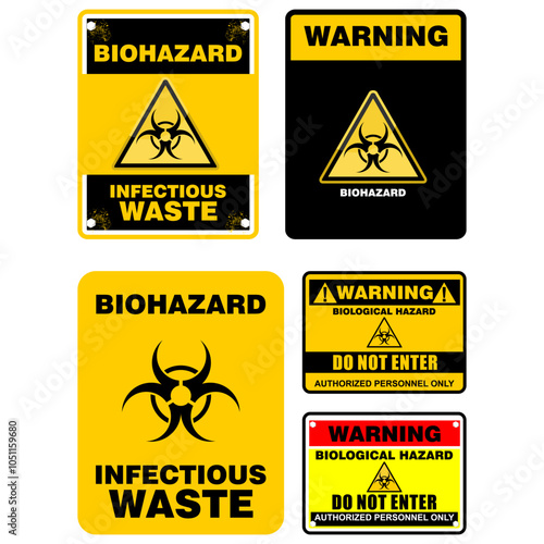 Warning, Biohazard infectious waste, sign vector