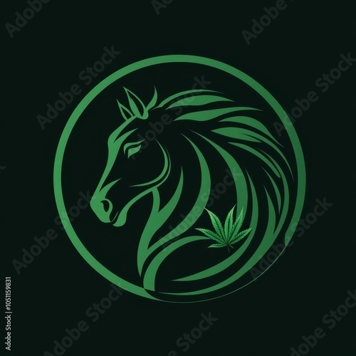 Wallpaper Mural Green horse head logo with cannabis leaf in a circle. Torontodigital.ca