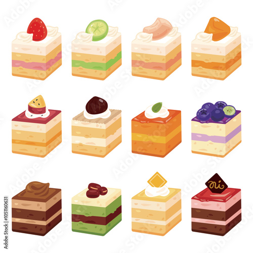 小さな四角いケーキセット