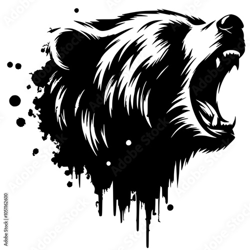 Silhouette of a bear roaring
