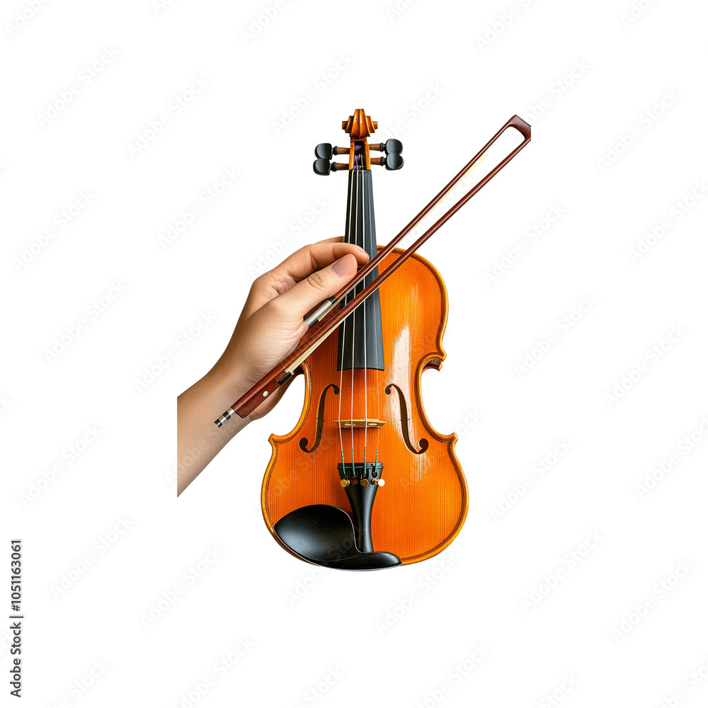 Fototapeta premium Hand Holding Violin and Bow