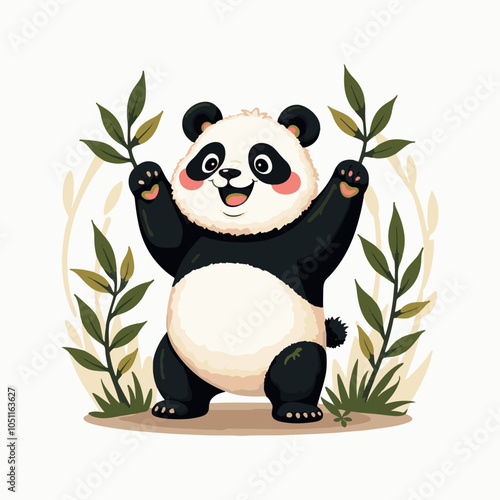 Mascot logo design of a panda with bold line. cute panda vector illustration. photo