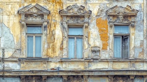 The building has three windows, one of which is open