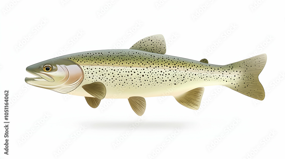 Naklejka premium Rainbow Trout Illustration, fish, freshwater fish, salmon, salmonidae, drawing