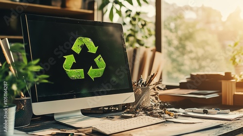 Electronic waste awareness through desktop computer imagery.