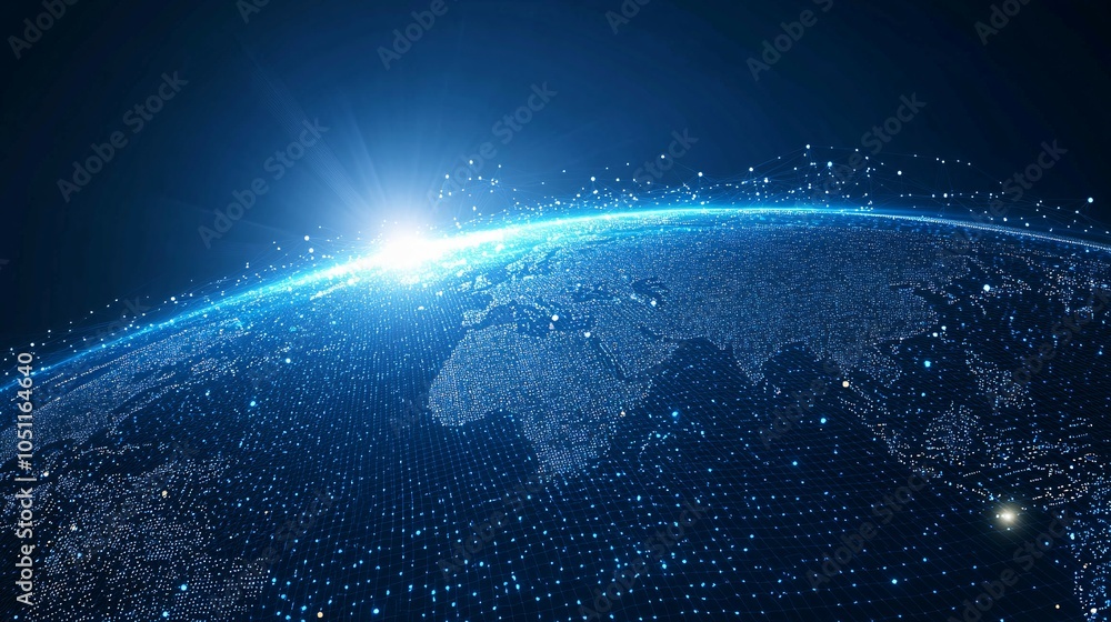 Obraz premium Digital World: Global Network and Connections