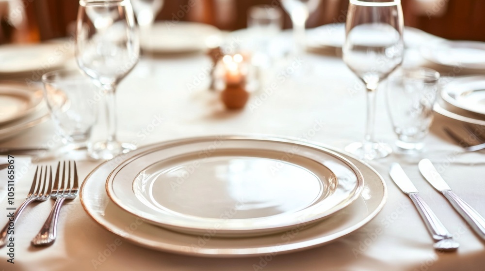 Elegant Dining Table Setting from Above Elegant Dining Table Setting from Above