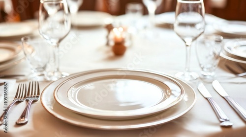 Elegant Dining Table Setting from Above