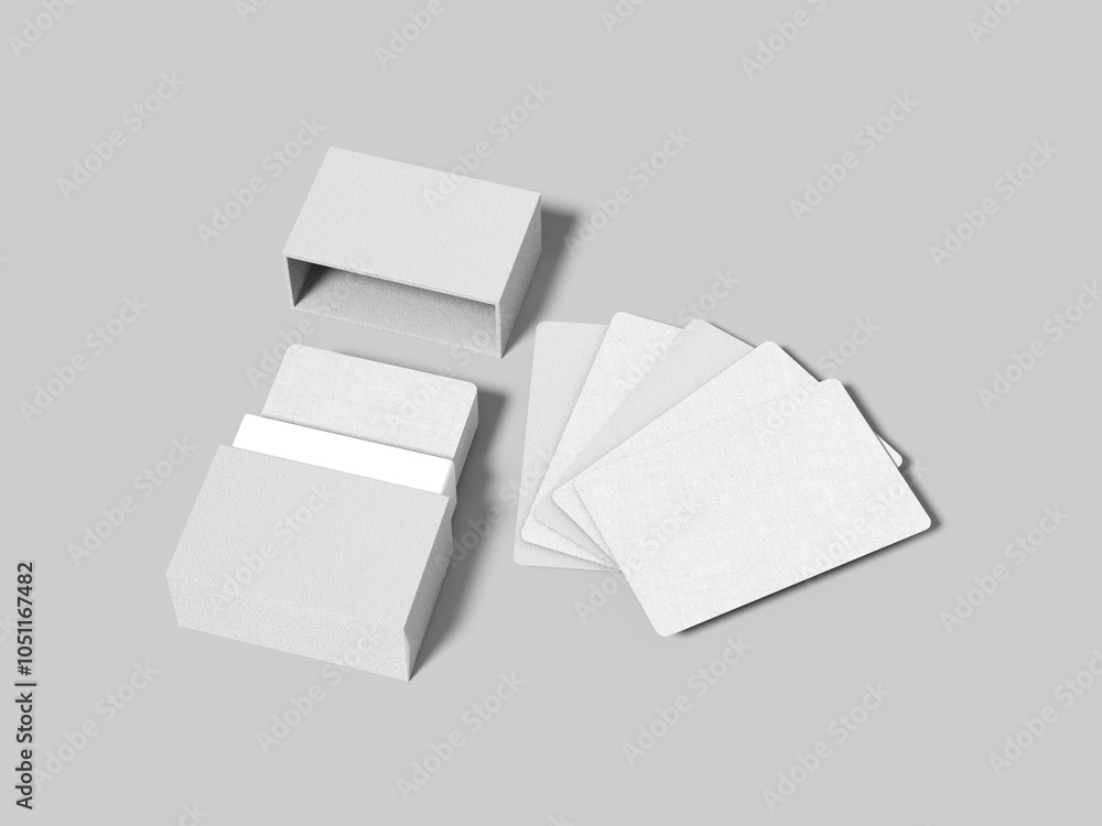Blank Playing Cards With Box Packaging 3D Render Blank Playing Cards With Box Packaging 3D Render