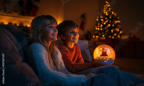 Family Virtual Christmas Celebration with Relatives photo