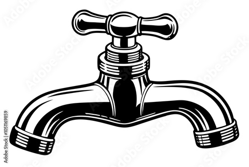 Water faucet on vector art illustration