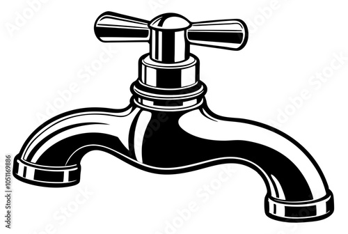 Water faucet on vector art illustration