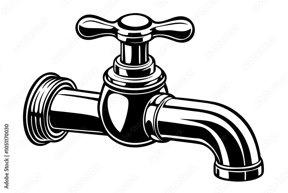 Water faucet on vector art illustration Water faucet on vector art illustration
