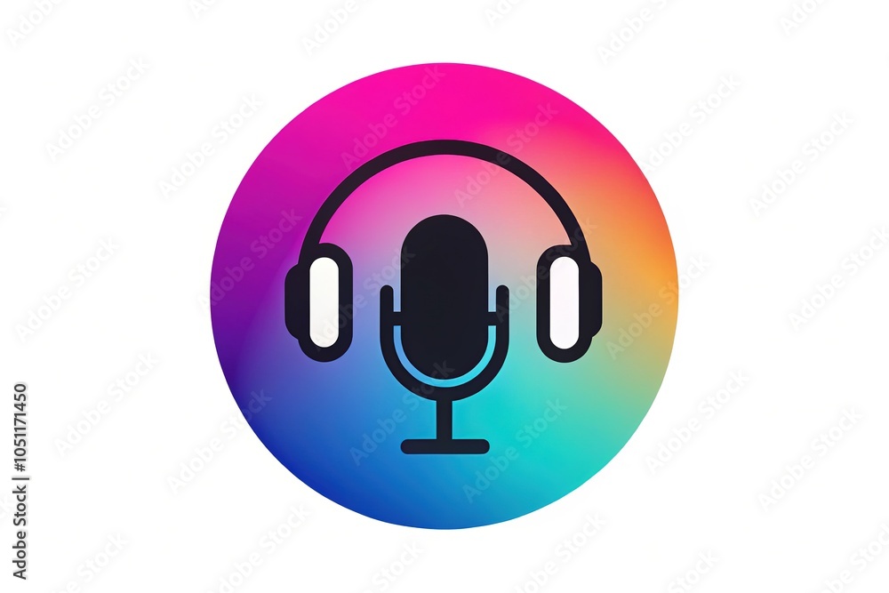 Podcast Radio Button Logo: Minimalist Black Microphone with Headset Podcast Radio Button Logo: Minimalist Black Microphone with Headset