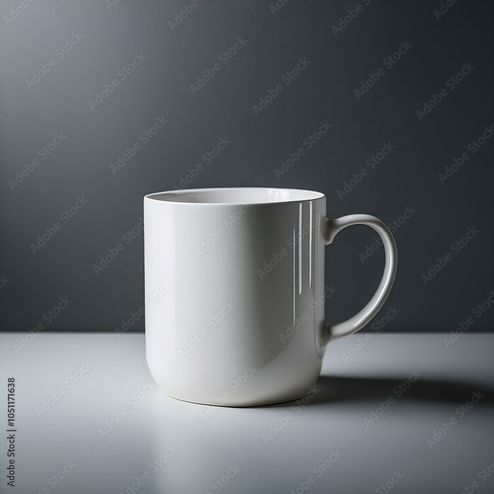 Obraz premium A Side View of a White Ceramic Mug on a Neutral Background