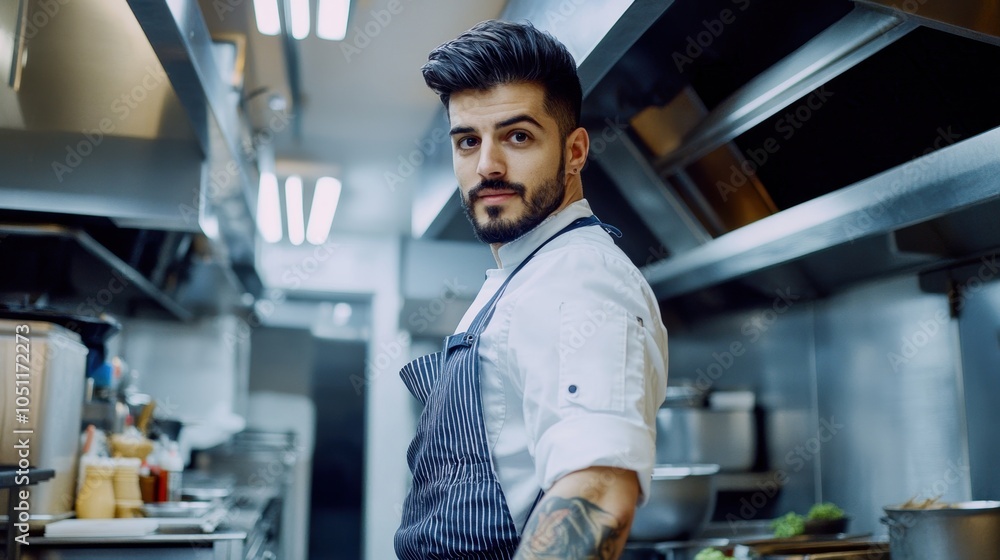 Professional chef in a modern kitchen, focused and preparing dishes, showcasing culinary arts in action, bright and vibrant environment. Professional chef in a modern kitchen, focused and preparing dishes, showcasing culinary arts in action, bright and vibrant environment.