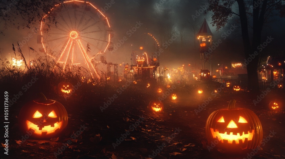 Spooky Carnival with Jack-o'-Lanterns Spooky Carnival with Jack-o'-Lanterns