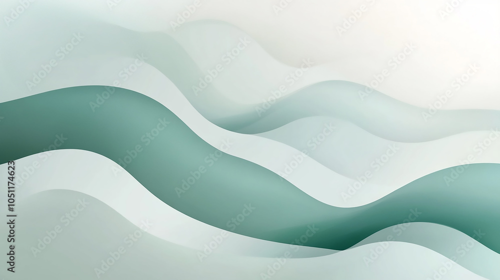 Fototapeta premium A cool teal solid color abstract background, evoking a sense of calmness and tranquility Blue waves with a gentle flow create a calming and serene oceanic scene 
