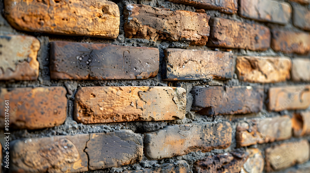 Naklejka premium Individual Bricks in a Wall Under Construction