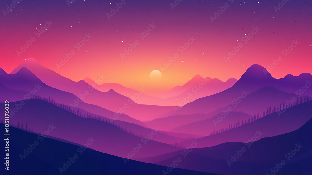Obraz premium Misty mountains in the morning. Fog. Landing page, background, banner. Sunset in mountain, Urals, Elegant 4K Desktop Background of Minimalist Mountain and Sky View