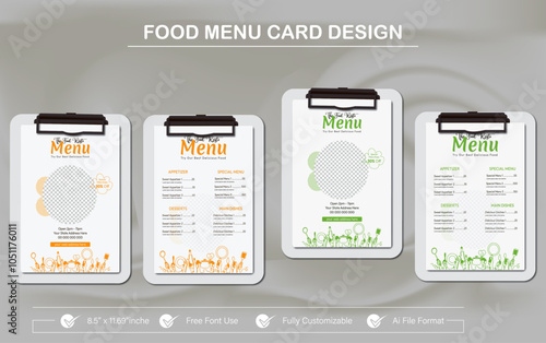 Printable Restaurant Food Menu Design Template healthy food flyer and restaurant menu card design and bifold brochure design template with mockup template.