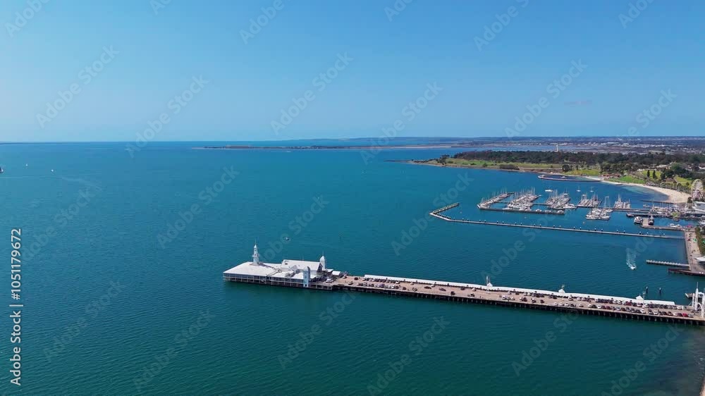 The Geelong Pier on a blue sky sunny day from a far The Geelong Pier on a blue sky sunny day from a far