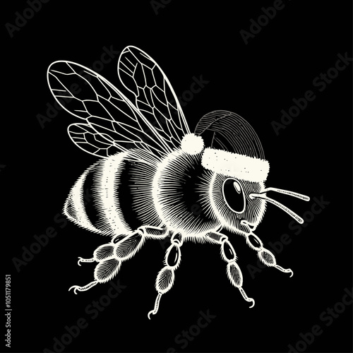 Festive Bee Celebrating the Cheerful Spirit of Nature with Seasonal Charms