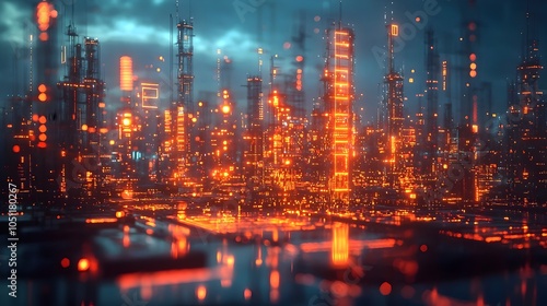 Wallpaper Mural Holographic visualization of a sustainable eco building with integrated solar panels and wind turbines featuring a glowing digital interface Torontodigital.ca