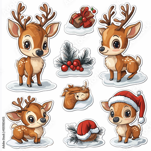 Playful Cartoon Reindeer: Die-Cut Vinyl Design