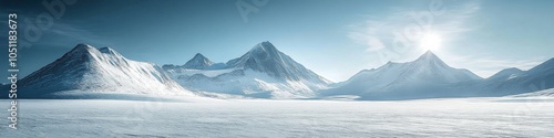 Wallpaper Mural Snowy mountain landscape illustration banner with vast winter wilderness and blue sky, depicting serene frozen peaks and wide open valleys Torontodigital.ca