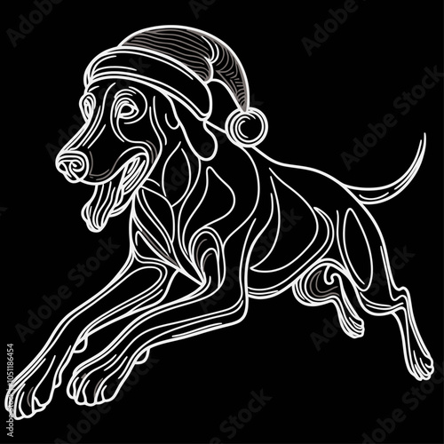 Playful Doberman Pinscher Dog in a Festive Santa Hat - A Joyful Holiday Companion