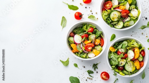 Colorful Salad Medley in Ceramic Bowls