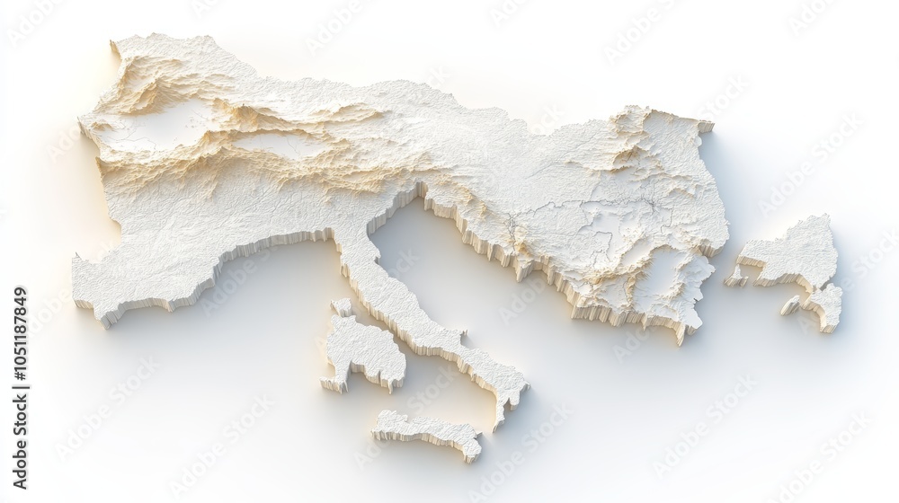 Fototapeta premium Journey through the balkans, explore the region's diverse terrain with this detailed 3d map