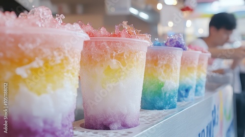 Colorful Soda Fountain Cups in Vibrant Layers photo