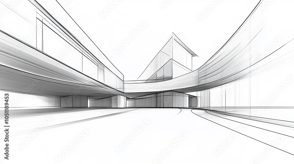 Obraz premium wireframe line as wide banner Home architecture interior project building or renovation refurbishment and restoration contractor service, mixed realistic and structural drawing 