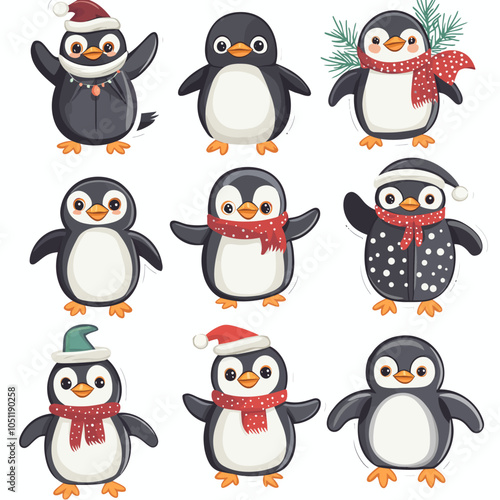 Dressed Up Penguin Die Cut Vinyl Vector Collection