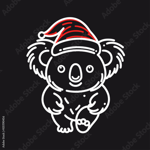Adorable Koala in Festive Santa Hat A Cute Animal Illustration for All Ages