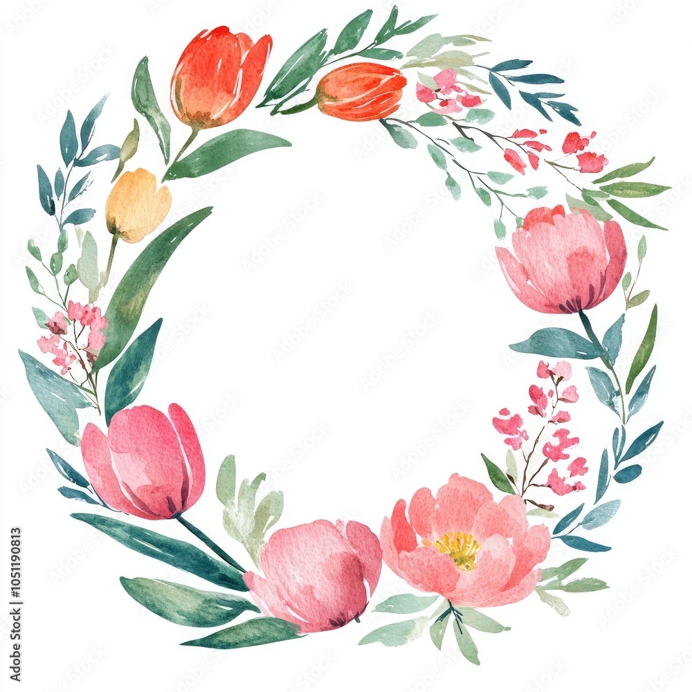 custom made wallpaper toronto digitalElegant floral wreath design in watercolor style perfect for seasonal decor and invitations