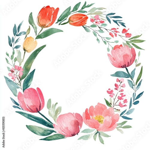 Wallpaper Mural Elegant floral wreath design in watercolor style perfect for seasonal decor and invitations Torontodigital.ca