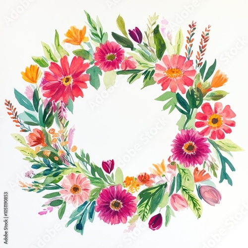 Vibrant floral wreath design celebrating nature's beauty in colorful harmony