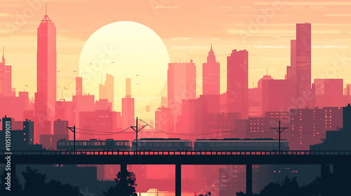 New York mit Sonnenuntergang  Sunrise and sunset over the city s skyline  
